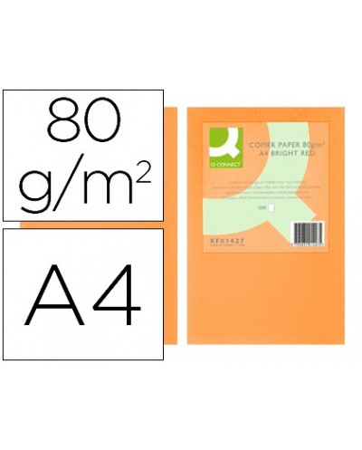 Papel color q connect din a4 80gr naranja neon paquete de 500 hojas