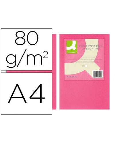 Papel color q connect din a4 80gr rosa intenso paquete de 500 hojas