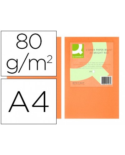 Papel color q connect din a4 80gr naranja intenso paquete de 500 hojas