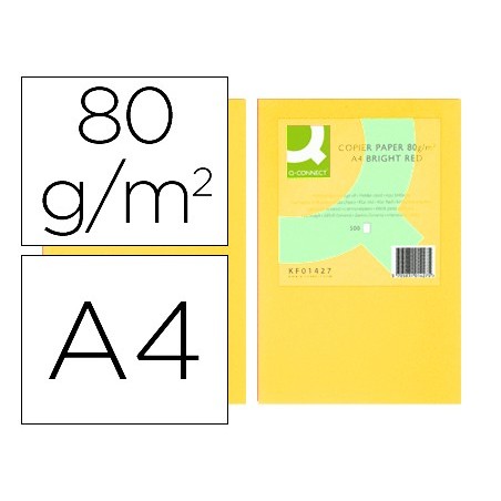 Papel color q connect din a4 80gr amarillo paquete de 500 hojas