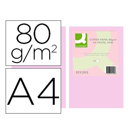 Papel color q connect din a4 80 gr rosa paquete de 500 hojas