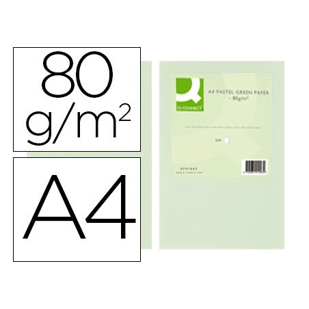 Papel color q connect din a4 80 gr verde paquete de 500 hojas