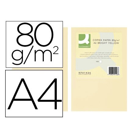 Papel color q connect din a4 80gr crema paquete de 500 hojas
