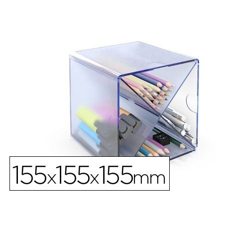 Archicubo archivo 2000 aspa organizador modular plastico azul transparente 155x155x155 mm incluye 2 clips de