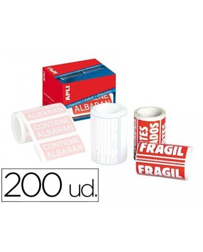 Etiquetas apli fragil 50x100 mm rollo con 200 unidades