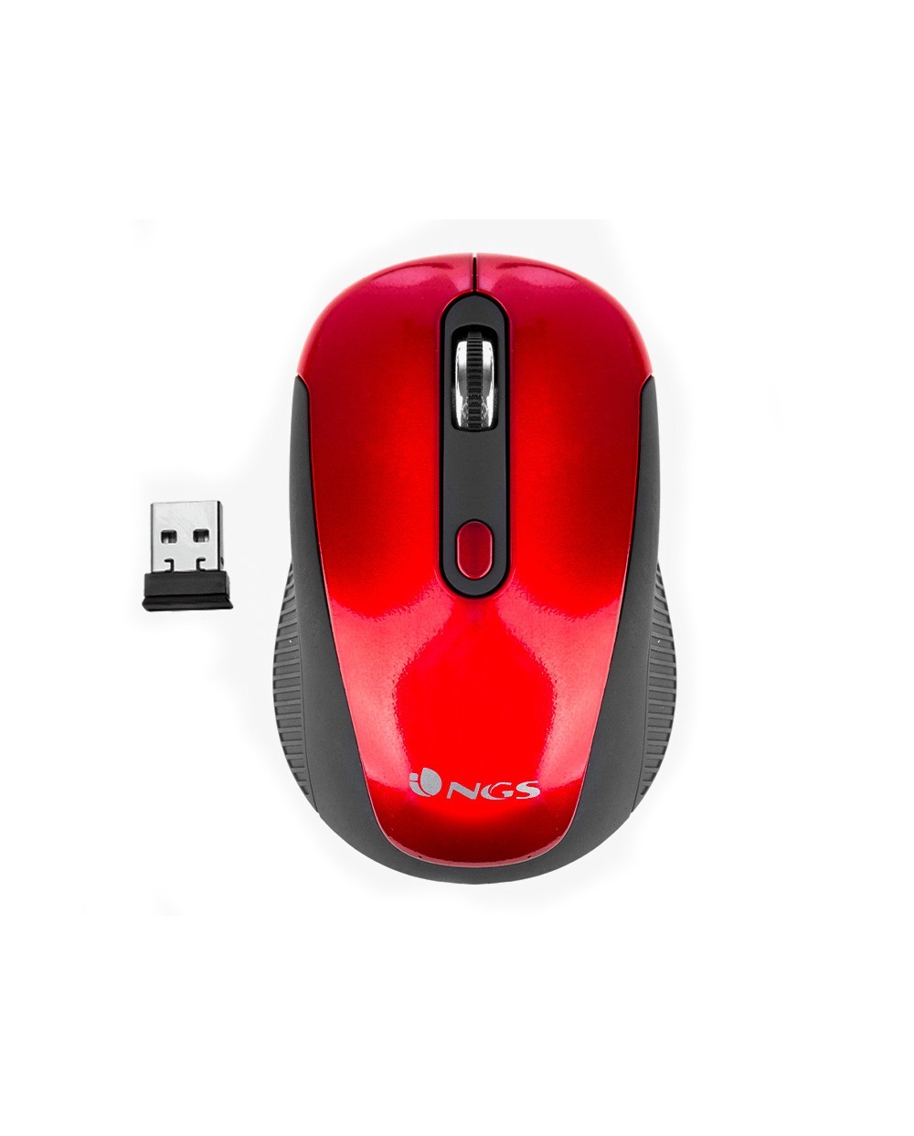 Raton ngs haze optico 800 1600 dpi inalambrico nano receptor usb 24 ghz color rojo