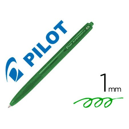 Boligrafo pilot super grip g verde retractil sujecion de caucho tinta base de aceite