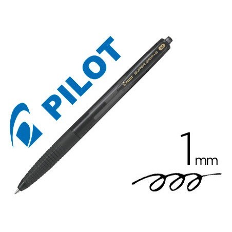 Boligrafo pilot super grip g negro retractil sujecion de caucho tinta base de aceite