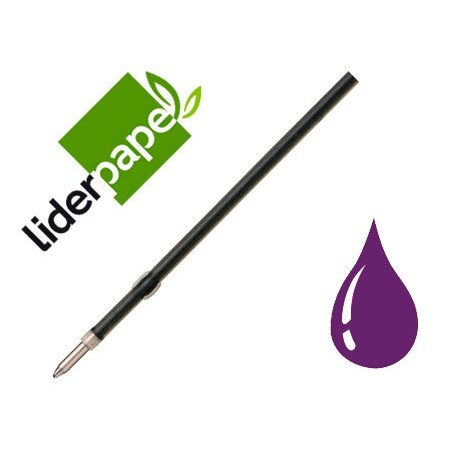 Recambio boligrafo liderpapel gummy touch retractil 10 mm tinta violeta bolsa 10 uds