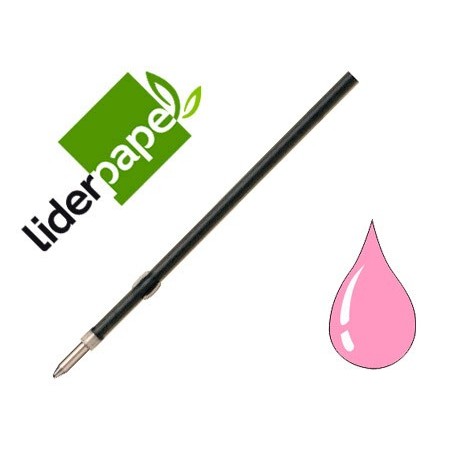 Recambio boligrafo liderpapel gummy touch retractil 10 mm tinta rosa bolsa 10 uds