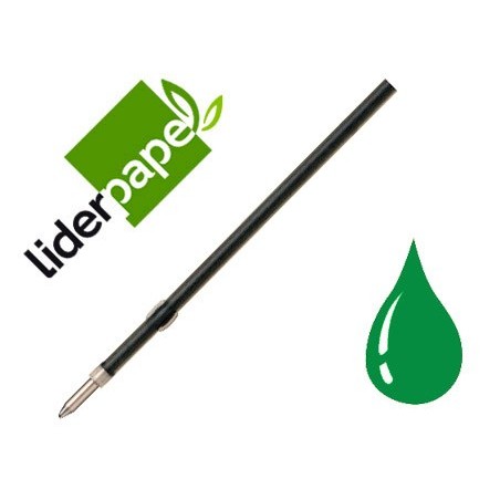 Recambio boligrafo liderpapel gummy touch retractil 10 mm tinta verde bolsa 10 uds