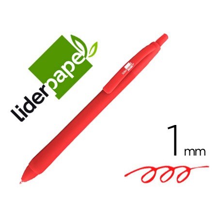 Boligrafo liderpapel gummy touch retractil 10 mm tinta roja