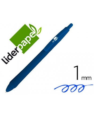 Boligrafo liderpapel gummy touch retractil 10 mm tinta azul