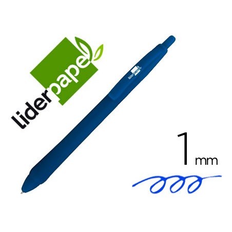 Boligrafo liderpapel gummy touch retractil 10 mm tinta azul