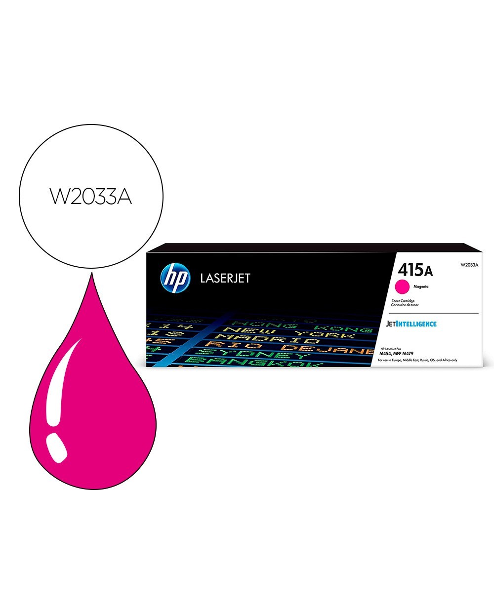 Toner hp 415a para hp color laserjet pro m454 mfp m479 magenta 2100p