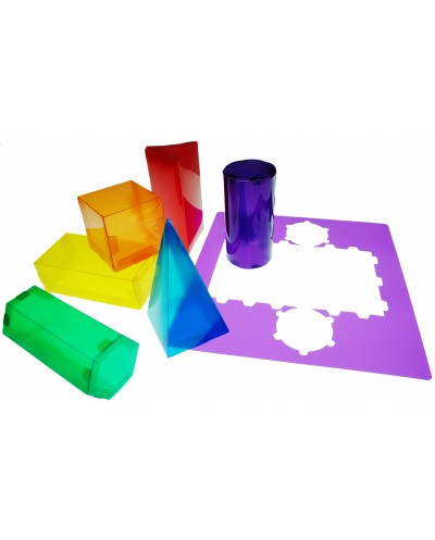 Juego plantillas 3d henbea plastico flexible formas geometricas colores translucidos 35x35 cm set con