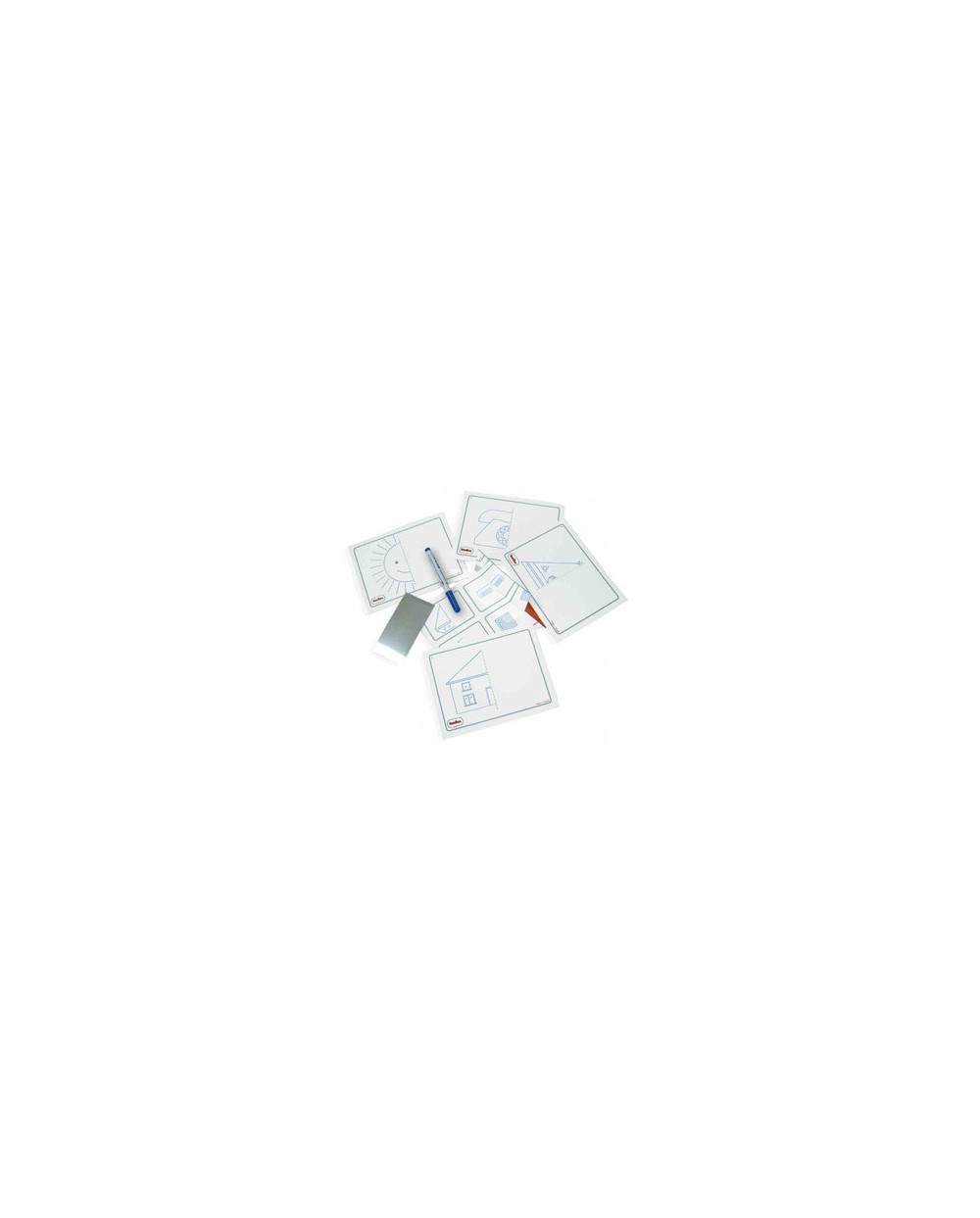 Juego tarjetas reutilizables henbea imagina y completa plastico flexible con ilustraciones 21x15 cm