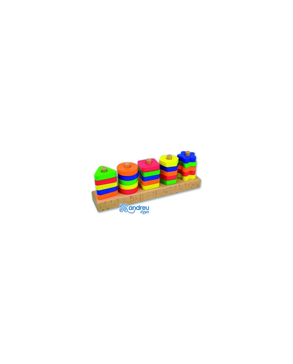 Juego andreutoys manipulacion 25 piezas geometricas 12 plantillas doble cara 328x192x71 cm