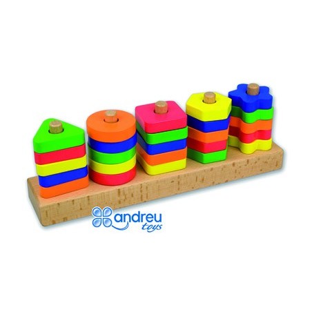 Juego andreutoys manipulacion 25 piezas geometricas 12 plantillas doble cara 328x192x71 cm