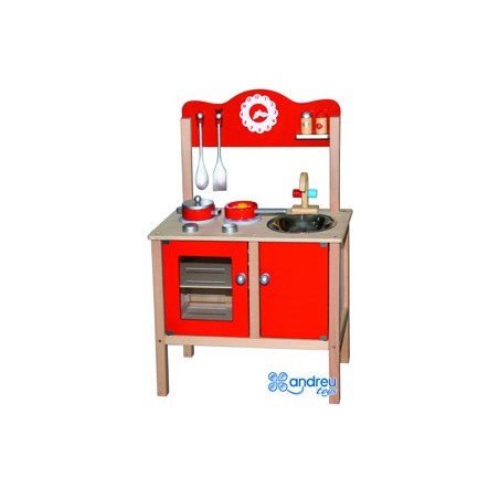 Juego andreutoys cocina madera con complementos 535x295x83 cm