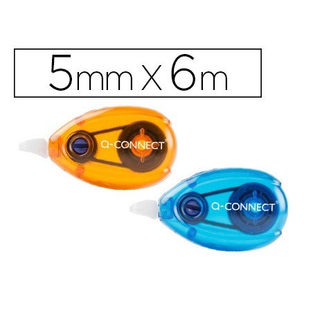 Corrector q connect cinta blanco 5 mm x 6 mt blister 2 unidades azul y naranja