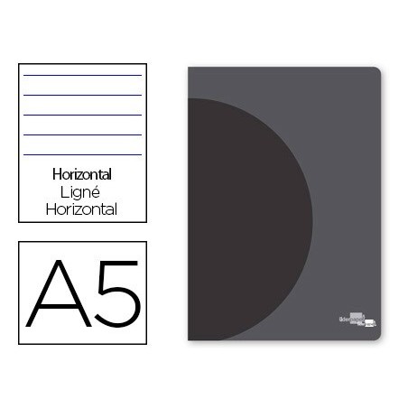 Libreta liderpapel 360 tapa de plastico a5 48 hojas 90g m2 horizontal con doble margen tapa negra