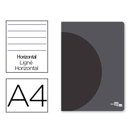 Libreta liderpapel 360 tapa de plastico a4 48 hojas 90g m2 horizontal con doble margen tapa negra
