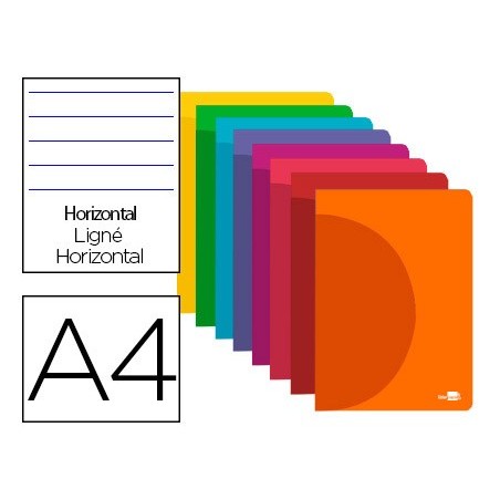 Libreta liderpapel 360 tapa de plastico a4 48 hojas 90g m2 horizontal con doble margen colores surtidos