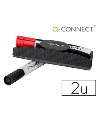 Borrador q connect magnetico con rotulador rojo y negro para pizarra blanca