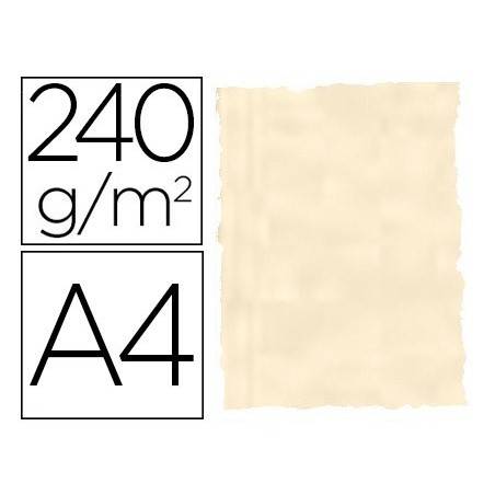 Papel color liderpapel pergamino con bordes a4 240g m2 hueso pack de 10 hojas