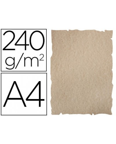 Papel color liderpapel pergamino con bordes a4 240g m2 arena pack de 10 hojas