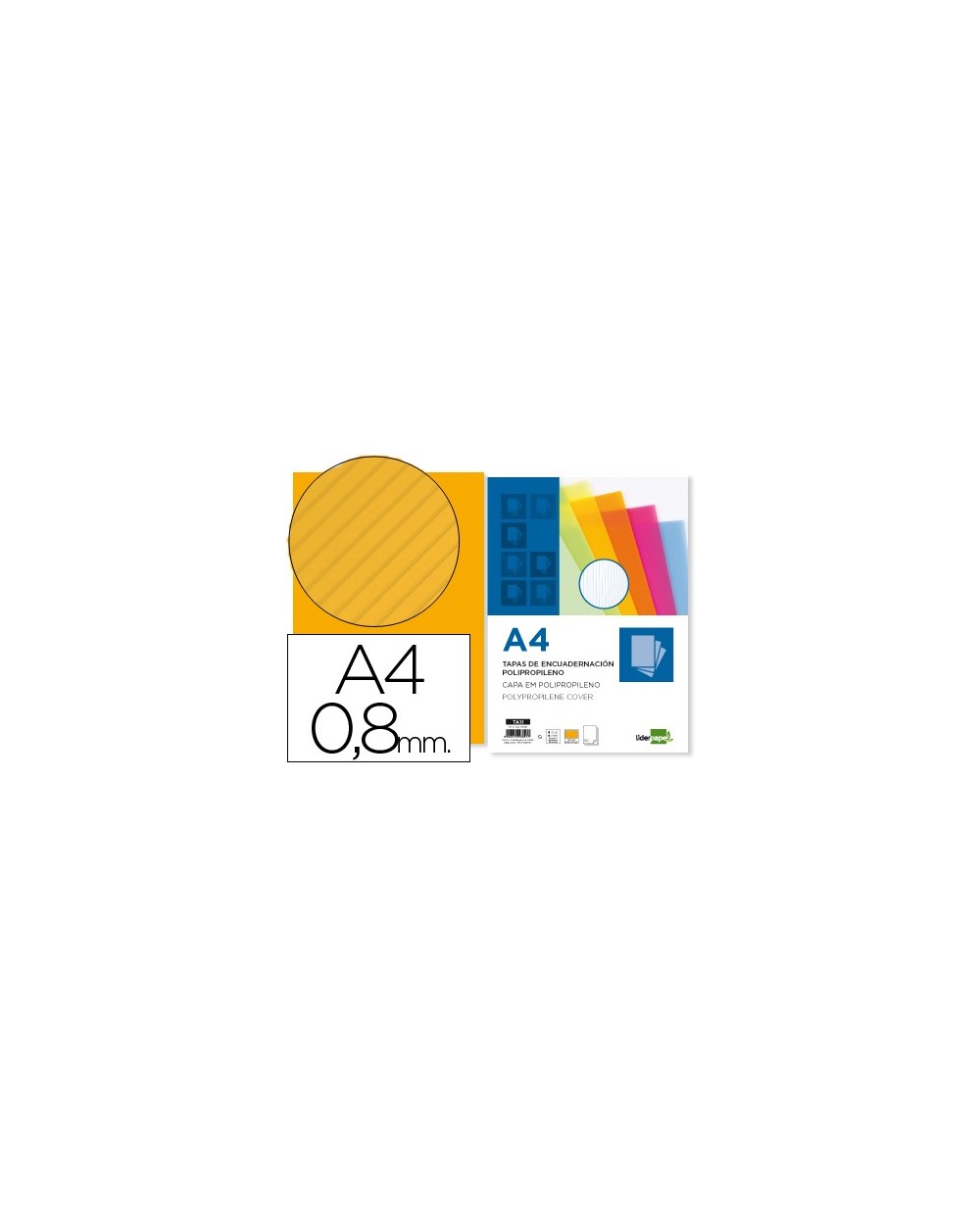 Tapa encuadernacion liderpapel polipropileno ondulado a4 08 mm naranja paquete de 50 unidades