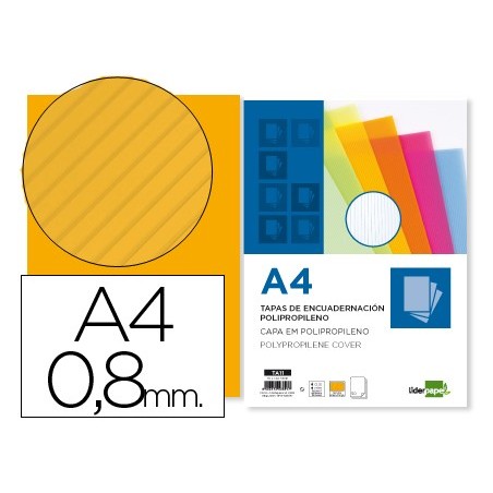 Tapa encuadernacion liderpapel polipropileno ondulado a4 08 mm naranja paquete de 50 unidades