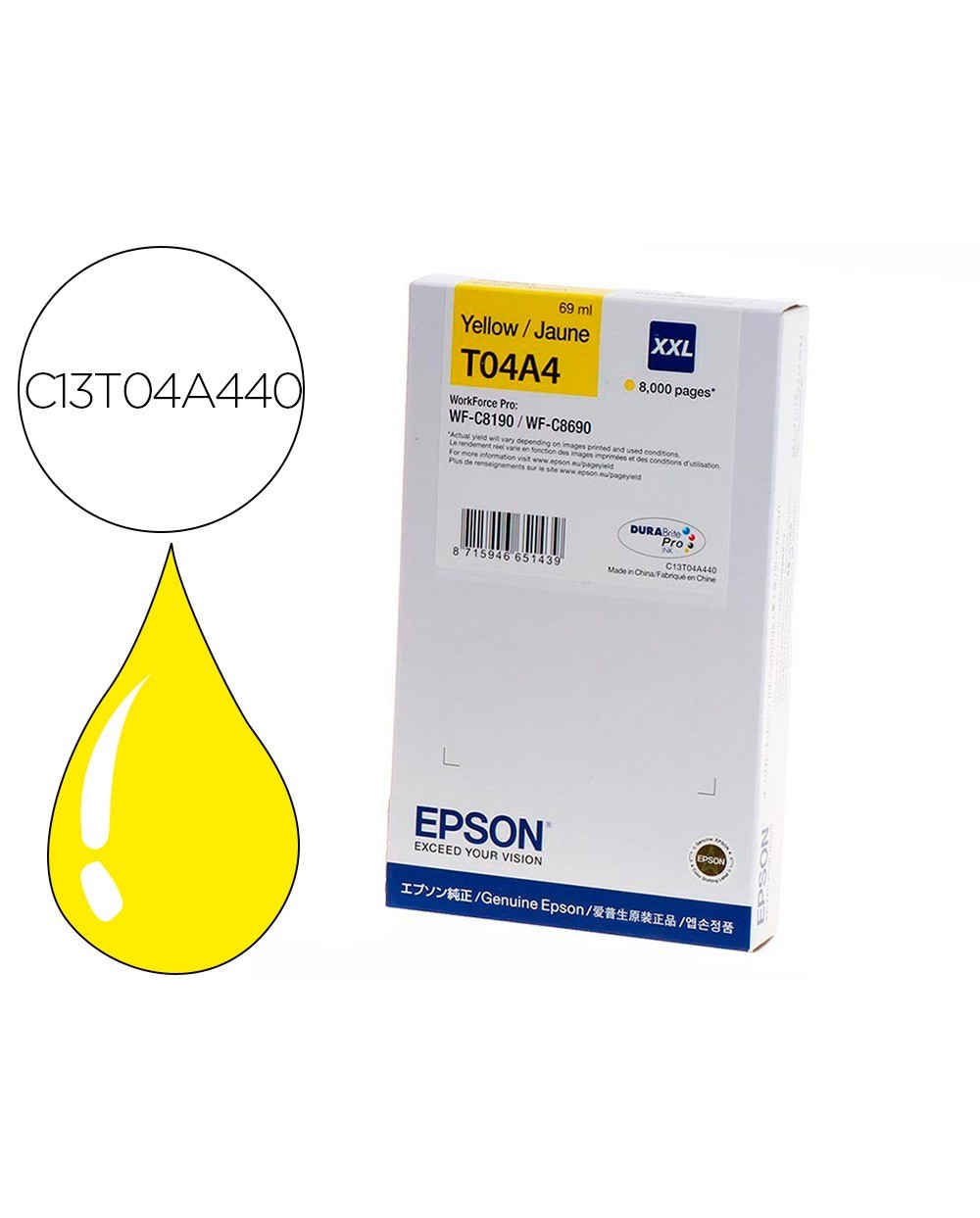 Ink jet epson wf c8190 wf c8690 xxl amarillo