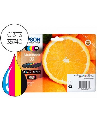 Ink jet epson expression premium t3357 33xl xp 530 xp 630 xp 640 xp 830 xp 900 multipack 5 colores