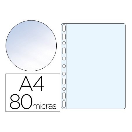 Funda multitaladro esselte din a4 polipropileno 80 mc 11 taladros cristal caja de 100 unidades