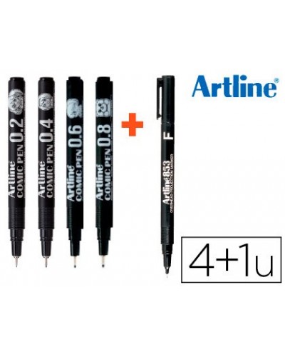 Rotulador artline comic pen calibrado micrometrico negro bolsa de 3 uds 02 04 08 permanente 853