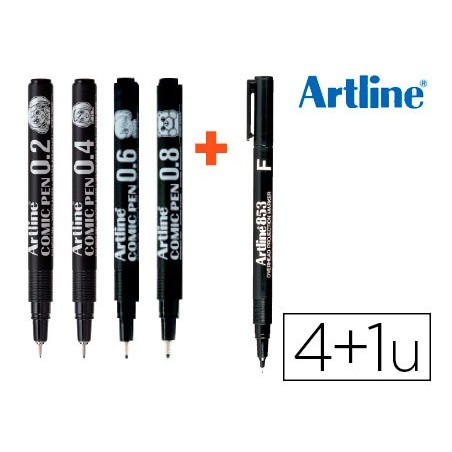 Rotulador artline comic pen calibrado micrometrico negro bolsa de 3 uds 02 04 08 permanente 853