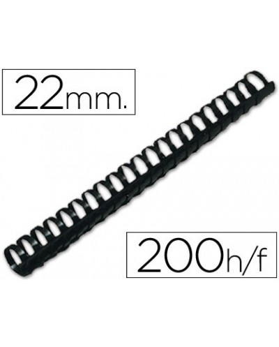 Canutillo q connect redondo 22 mm plastico negro capacidad 200 hojas caja de 50 unidades