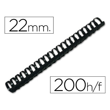 Canutillo q connect redondo 22 mm plastico negro capacidad 200 hojas caja de 50 unidades