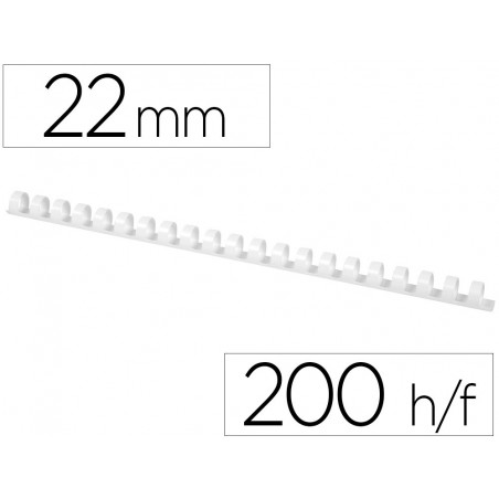 Canutillo q connect redondo 22 mm plastico blanco capacidad 200 hojas caja de 50 unidades