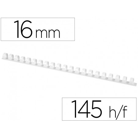 Canutillo q connect redondo 16 mm plastico blanco capacidad 145 hojas caja de 50 unidades