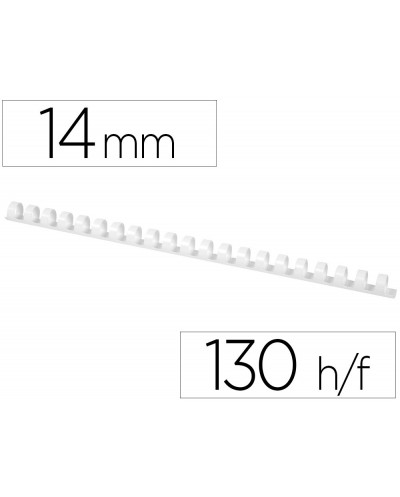 Canutillo q connect redondo 14 mm plastico blanco capacidad 130 hojas caja de 100 unidades