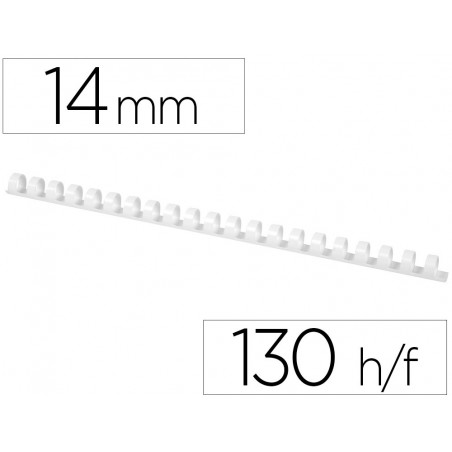 Canutillo q connect redondo 14 mm plastico blanco capacidad 130 hojas caja de 100 unidades