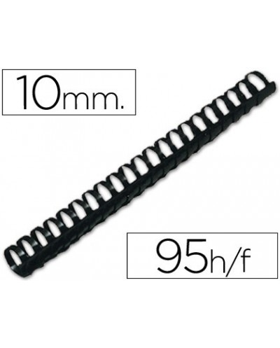 Canutillo q connect redondo 10 mm plastico negro capacidad 95 hojas caja de 100 unidades