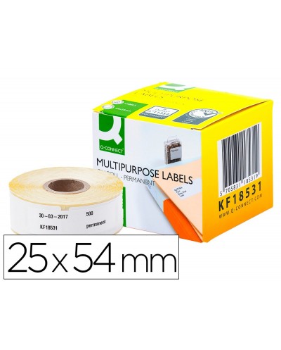 Etiqueta adhesiva permanente q connect kf18531 compatible dymo 11352 tamano 54x25 mm caja con 500 etiquetas