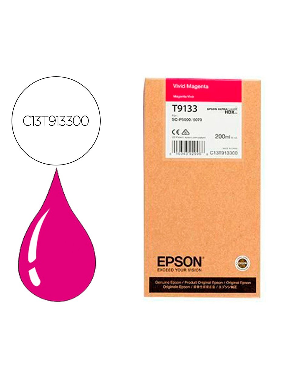 Ink jet epson t9133 vivid magenta ink 200ml