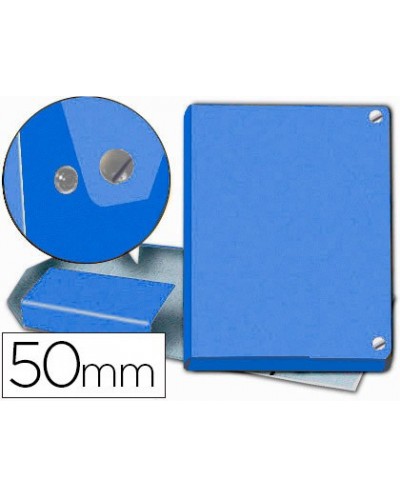 Carpeta proyectos pardo folio lomo 50 mm carton forrado azul con broche