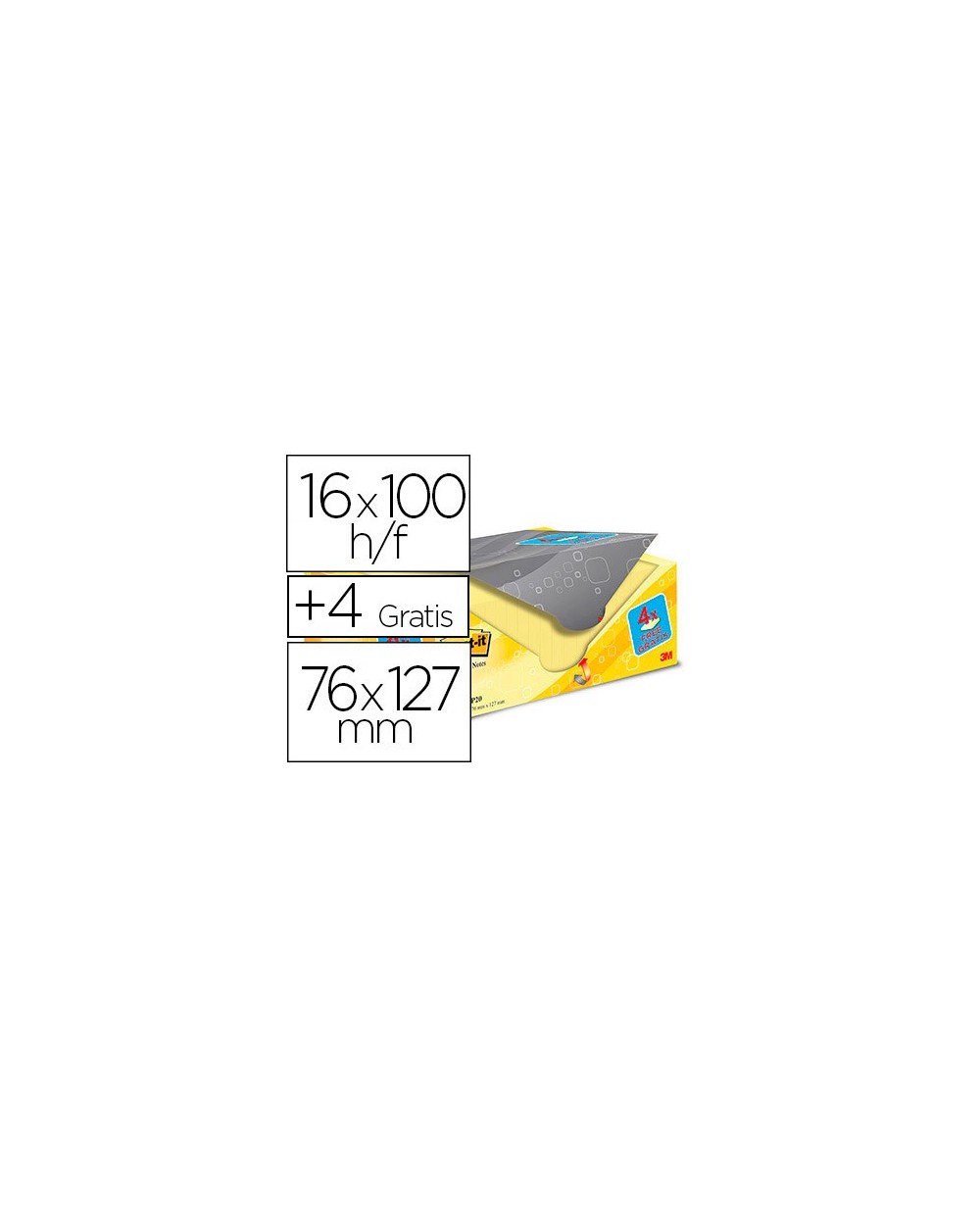 Bloc de notas adhesivas quita y pon post it sticky amarillo canario 76x127 mm pack promocional 164 gratis