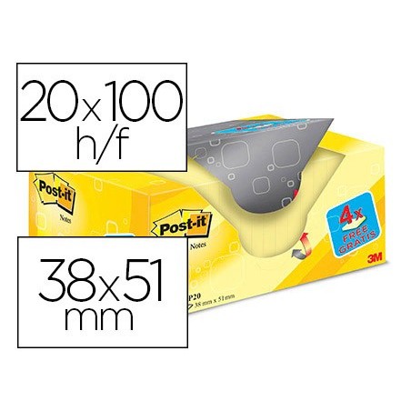 Bloc de notas adhesivas quita y pon post it super sticky amarillo canario 38x51 mm pack promocional 164 gratis